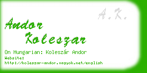 andor koleszar business card